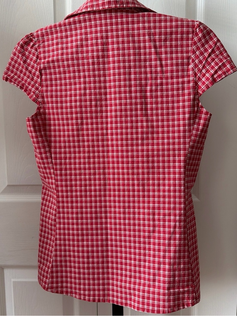 John Galt Red Plaid Button-Up Short Sleeve Shirt - Picture 5 of 9